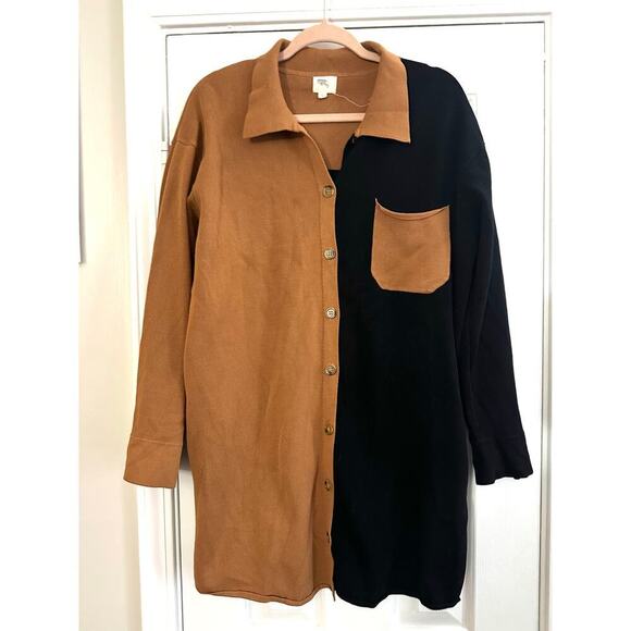 ANTHROPOLOGIE En Elly Knit Colorblock Shirt Dress Button Down Grunge - Sz Large - Picture 3 of 7